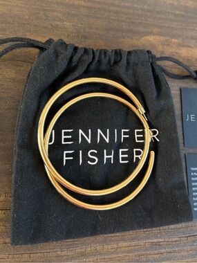 Rare size, 3 inch Jennifer Fisher Lilly 14k Gold over brass, large hoops. NWT